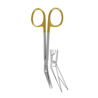 Tijeras de tejido medio dorado dentado TC Locklin tijera 16,5 cm tejido Dental disección sutura laboratorio Tijera