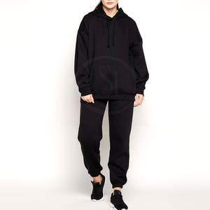 Conjunto Deportivo de Invierno Personalizable para Mujer, Talla XL, con Capucha y Patrón Sólido, Estilo Casual de 2 Piezas para Uso Diario, Venta Directa de Fábrica - Product Image 1