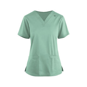 Conjunto de uniformes médicos unisex de mezcla de algodón lavable, antiarrugas, de tela suave tipo denim, tipo bata de laboratorio, para uso hospitalario, con detección de agujas - Product Image 6