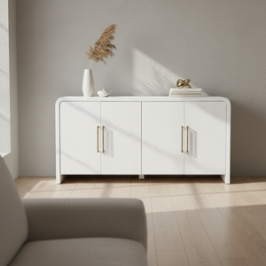 Meuble de salon moderne et écologique avec 4 portes à battants, couleurs vert et blanc, garantie 1 an - Product Image 2