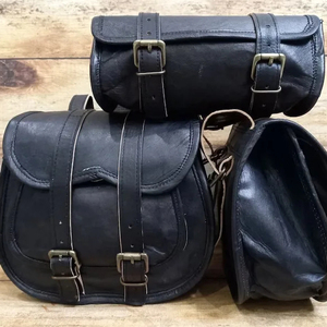 Bolsa de sillín grande de cuero genuino Unisex, bolsa de motocicleta grande con logotipo personalizado para viajes, bolsa de lona deportiva personalizable - Product Image 1