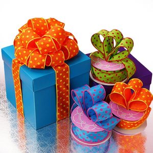 ริบบิ้นผ้าซาตินลายวงกลมแบบมีสาย วัสดุโพลีเอสเตอร์และผ้าไหมทันสมัย สำหรับห่อของขวัญและตกแต่ง ริบบิ้นแบบม้วน - Product Image 1