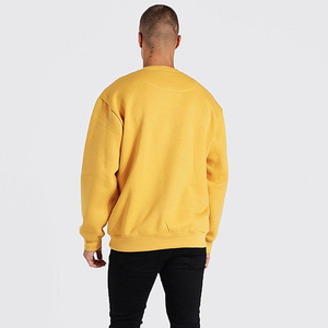 Qualité supérieure 100% coton pour hommes sweat-shirt à col ras du cou en molleton personnalisé unisexe jaune coupe ample côtelé revers ourlet avant solide OEM - Product Image 2