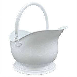 Seau à charbon en fer métallique finition blanc, ensemble de foyer extérieur de jardin fait main de haute qualité et accessoires, seau Hud - Product Image 1