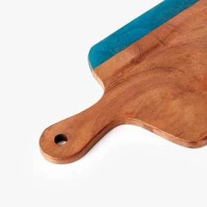 เขียงไม้อะคาเซียทำจากไม้อะคาเซียแผ่นรองทำจากเรซินอีพ็อกซี่ทนทานสีฟ้าน้ำทะเลสำหรับตัด - Product Image 2