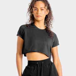 T-shirt court en coton personnalisé pour femme, manches courtes, streetwear, impression prête, haut tendance - Product Image 1