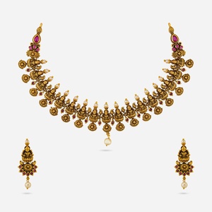 Vintage Flower Shape Short <b>Ruby</b> <b>Necklace</b> for Wedding Occasions - Product Image 1