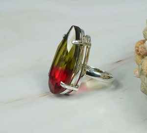 Watermelon Quartz Ring 925 Sterling Silver Pear Shape Handmade Gemstone Elegant Jewelry for Women - Product Image 4