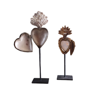 Ensemble De 2 Coeur Sacré En Métal Fini Antique Avec Support Ex Voto Boîte Coeur Sacré Pour Dessus De Table Décor De Cadeau Catholique Décoratif - Product Image 1