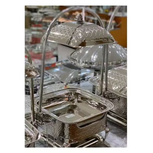Juego de platos para frotar, metal clásico de acero inoxidable con tapa superior, plato para frotar para bodas y cualquier ocasión especial, servidor de alimentos - Product Image 4