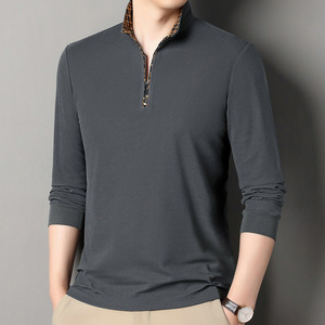 OEM logotipo personalizado bordado impreso diseño de los hombres de medio cuello alto camisa de fondo nueva primavera caliente otoño para Polo patrón sólido Kni - Product Image 3