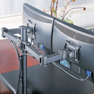 Supporto da Scrivania per Monitor TECHly per 2 Schermi TV da 13-27 pollici affiancati - Product Image 3