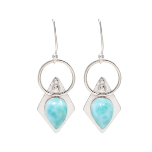 Vente chaude 925 Sterling Silver Fine Jewelry Boucles D'oreilles Naturel Larimar Gemstone Drop Dangle Main Boucle D'oreille Cadeau pour Elle - Product Image 1