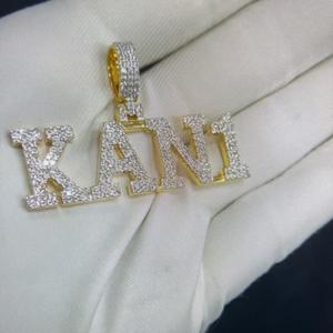 Personalizable 14K oro amarillo moissanita diamante colgante KAN1 VVS claridad diseño personalizado Hip Hop joyería fina para ocasiones de fiesta - Product Image 1