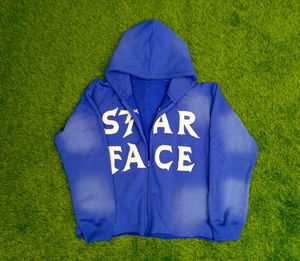 Survêtement Vintage pour hommes en détresse brodé Patch Sweat Suit Flare Applique Sun Faded Acid Wash Hoodie Sweatpants pour l'hiver - Product Image 6