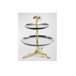 Elegante Soporte Redondo de Metal para Pasteles para Aniversarios que Ofrece una Altura Perfecta y una Hermosa Presentación de Pasteles - Product Image 1