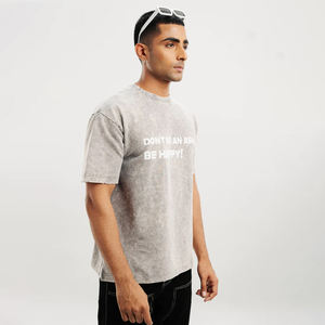 OEM T-shirt uni de haute qualité 100% coton col rond Logo personnalisé coupe surdimensionnée Fitness Plain décontracté hommes vierge personnalisable - Product Image 3