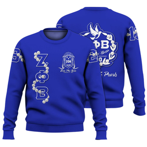 Sweat-shirt à lettres grecques Zeta Phi Beta Sorority 1920 pour femmes, bleu, col rond, brodé, pull-over pour femmes, sweat-shirts grecs - Product Image 3