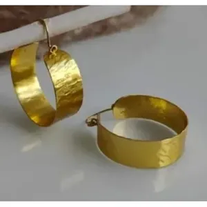 Brass Handmade Gold Plated Hoop and Stud <b>Earrings</b> with <b>Opal</b> Pearl Diamond - Product Image 1