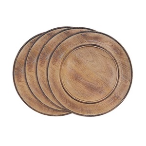 Assiette décorative en bois sous assiette de service de qualité supérieure, faite à la main, assiette de présentation en bois de luxe de forme ronde, vente en gros - Product Image 3