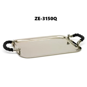 Plateau en métal artisanal avec plateau en métal fait main de qualité supérieure pour la décoration de la maison Plateau pour la décoration de table classique plaqué Zahid Exports sûr - Product Image 2