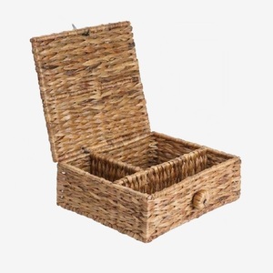 Natural Material Seagrass <b>Hamper</b> Woven Seaweed Rattan Boxes Flower Gift Wicker Storage <b>Basket</b> With Handle for <b>Picnic</b> Used - Product Image 2