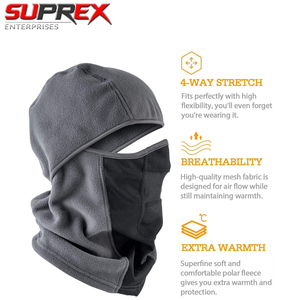 หน้ากากบาลาคลาวา SUPREX ENTERPRISES สำหรับเล่นสกี ผ้าฟลีซผสมสแปนเด็กซ์ ป้องกันความหนาวเย็นและรังสียูวี สำหรับผู้ชายและผู้หญิง พร้อมแถบแม่เหล็กให้ความอบอุ่น - Product Image 5