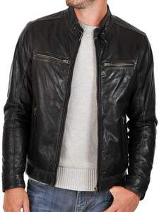 Haute qualité peau de vache en cuir véritable hommes col montant à manches longues veste d'hiver haute visibilité imperméable haute rue - Product Image 3