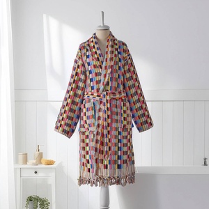 Peignoir turc Pompom Lokum multicolore, col châle, 100% coton - Product Image 3