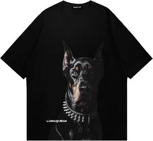 Streetwear T-shirt décontracté 100% coton solide motif avant Logo coupe ample tissu tricoté - Product Image 1