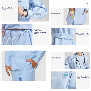 ชุดยูนิฟอร์มพยาบาลแขนยาวแบบมีปกติดกระดุมสำหรับบุรุษและสตรี - Product Image 3