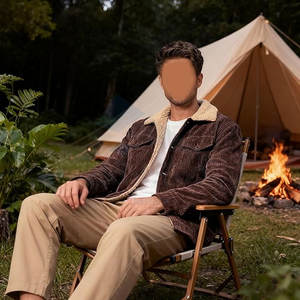 Chaqueta de Pana para Hombre, Forrada de Sherpa, Gruesa, Abrigada, Estilo Vintage Informal, para Clima Frío, Uso Diario - Product Image 2