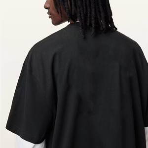 Wholesale 100% Cotton <b>Knitted</b> Regular Fit Men's T-shirts Custom Solid Black Colour Comfortable Hip Hop - Product Image 4