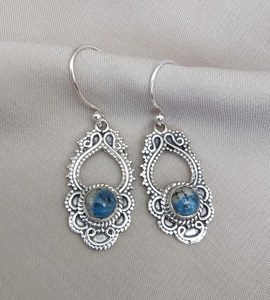 Pendientes Colgantes de Plata de Ley 925 con Jaspe Azul Natural, Estilo Boho, Joyería Elegante, Regalo para Ella, Mujer - Product Image 4