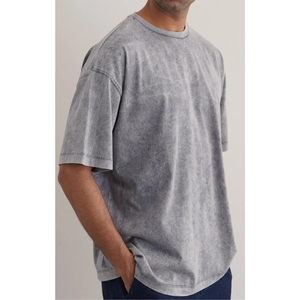 Camiseta para hombre Camiseta lavada al por mayor Camiseta de peso pesado Camiseta negra de gran tamaño Camiseta personalizada vintage con lavado ácido gráfico para hombre - Product Image 1