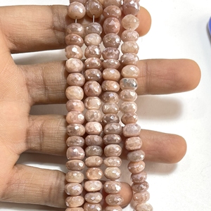 Perles en forme de rondelle à facettes enduites de pierre de lune, perles de couleur de pêche de pierre de lune mystique pour la fabrication de bijoux - Product Image 2