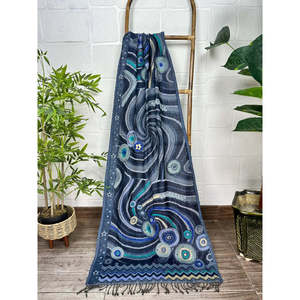 Hand Embroidered Suzani Design 100% Wool <b>Shawl</b> Warm Cozy Soft <b>Wrap</b> Light Weight Scarf for Christmas Gift - Product Image 1