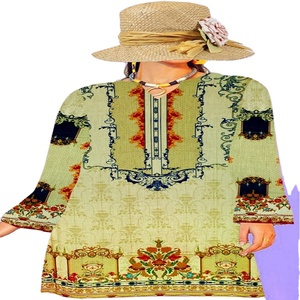 เสื้อลายดิจิตอลสำหรับผู้หญิง1ชิ้นเสื้อพิมพ์ลายดิจิทัลสำหรับใส่ในสนามหญ้าของปากีสถานพร้อมการตกแต่งด้วยลูกไม้ดีไซน์แฟชั่นดั้งเดิมเหมาะสำหรับนักออกแบบ - Product Image 1