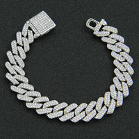 Cadena cubana de eslabones de aleación de zinc de 14 mm de ancho con diamantes de imitación, collar estilo streetwear, joyería de moda al por mayor