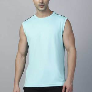 Camiseta sin Mangas para Hombre, Color Azul Claro, Cuello Redondo, Tejido de Punto, Secado Rápido, Estilo Deportivo, Poliéster - Product Image 1