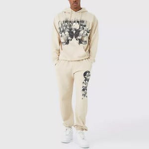 Sweat-shirt unisexe à col rond effet délavé Mono Rider, pantalon de survêtement grande taille, ensemble streetwear déchiré en polyester/coton - Product Image 1