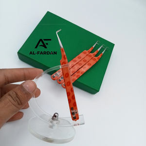 Pince à épiler d'extension de cils enduite de papier entièrement personnalisable Pointe en fibre à 90 degrés Volume durable en acier inoxydable - Product Image 2