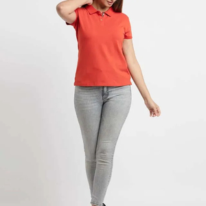Polo pour femme sur mesure fabriqué au Pakistan, coupe ajustée décontractée, t-shirt de golf orange, tissu tricoté de haute qualité, option confortable 2026 - Product Image 6