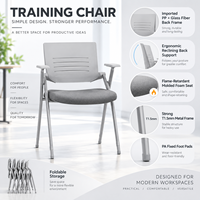 Chaise de formation durable en PP+GF avec coussin confortable, design empilable pour salle de classe, salle de conférence, centre de formation