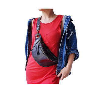 Sac banane unisexe en cuir véritable personnalisable avec fermeture éclair, design bandoulière, pratique, étanche, sac de poitrine de rangement - Product Image 4