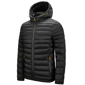 Veste matelassée pour homme de couleur rouge, coupe-vent, en polyester, fermeture éclair décontractée, couleur unie, manteau d'hiver, longueur normale, coupe ajustée - Product Image 2