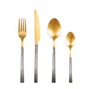 Ensemble de couverts en acier inoxydable à la mode ensemble de couverts de voyage de cuisine dorée du fournisseur indien - Product Image 4
