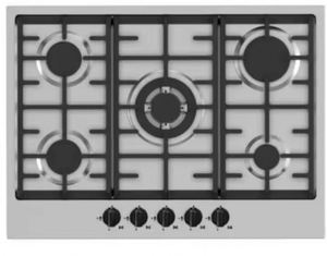 Cuisinière à gaz encastrable 5 brûleurs avec allumage électronique, classe A d'efficacité énergétique, surface en acier inoxydable disponible - Product Image 2