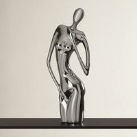 Patung Aluminium Desain Wanita Telanjang Modern Berkualitas Tinggi, Trendi, Buatan Tangan, Perak, Objek Dekoratif Meja, Tahan Lama