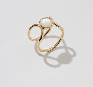 Mother of Pearl Chunky Statement <b>Ring</b> Sterling <b>Silver</b> 14K Gold Plated Rhodium Plated Pink <b>Opal</b> Gemstone Trendy Party Jewelry - Product Image 1